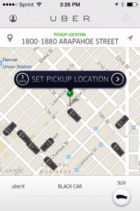 Screenshot of Uber app