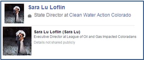 Cached Facebook profiles show Clean Water Action’s Colorado director Sara Lu Loflin is now the executive director of the newly launched LOGIC. 
