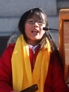 Jordan Smith, a fifth grader at Golden View Classical Academy speaks about her school at the School Choice Rally on the West steps of the State Capitol on Jan. 26, 2017. 