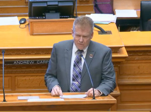 Sen. Tim Neville, (R-Littleton argues against SB17-267 on the Senate Floor Friday.