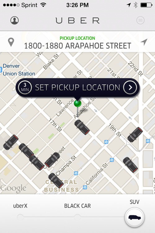 Screenshot of Uber app - File photo