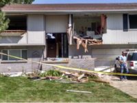 Photo of destroyed home, entered into evidence in court case.