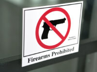 Firearms Prohibited warning sign at City of Chicago, Cook County, The Chicago metropolitan area, Illinois, USA