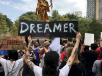 Demonstrators rally against the president's decision to discontinue DACA during protest that began at Fifth Avenue and 59th Street in Manhattan, Tuesday, Sept. 5, 2017.